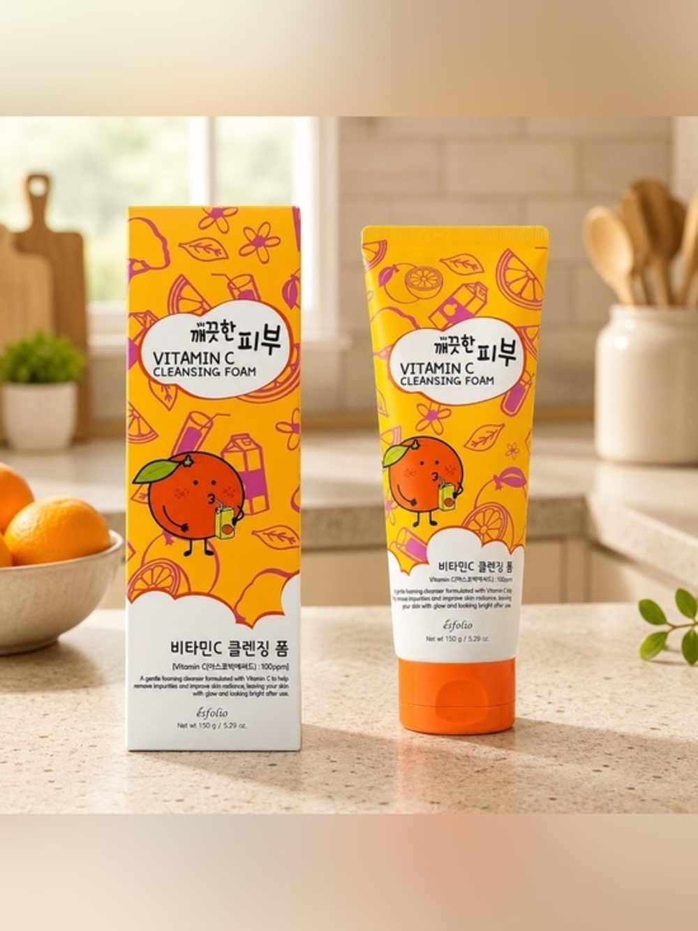 🍊 Esfolio Vitamin C Cleansing Foam 150g Brightening K-Beauty Cleanser NWT 🍊